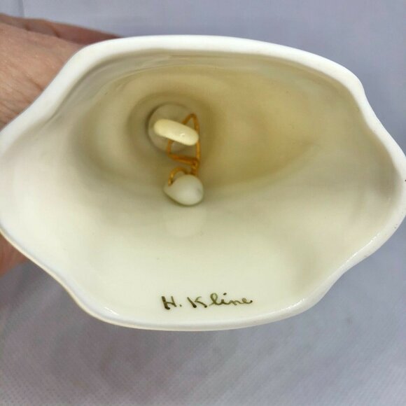 Hand-Painted Ceramic Bell With Pink Rose Design By H. Kline - Picture 7 of 8